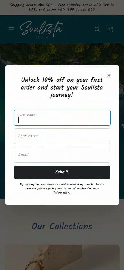 Soulista: mobile collection flow