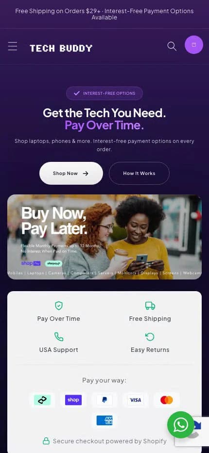 Tech Buddy: mobile checkout flow