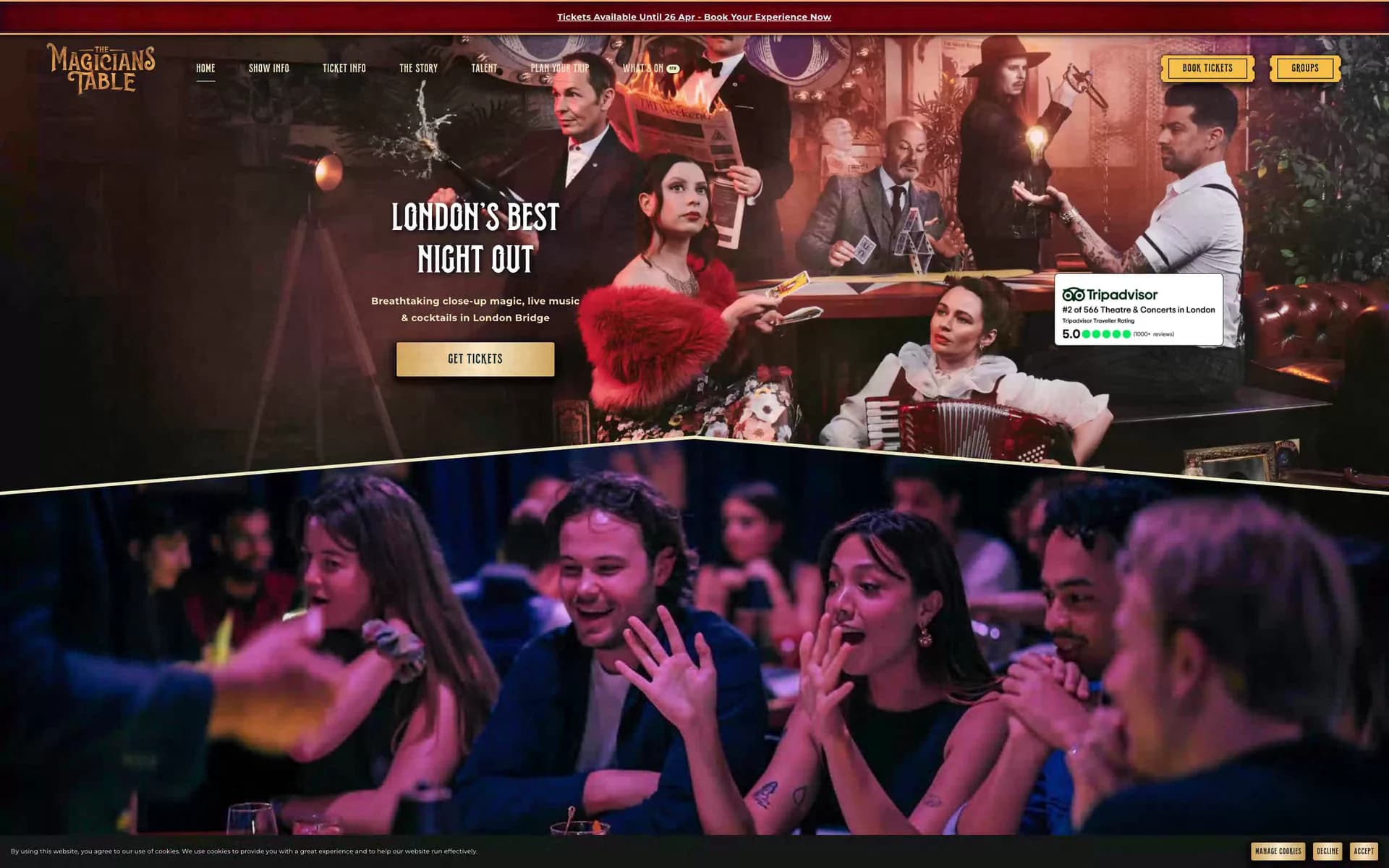 The Magician's Table London on desktop